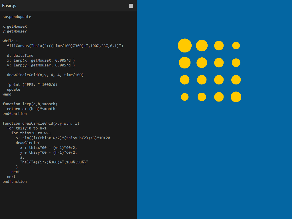Basic.js playground screenshot